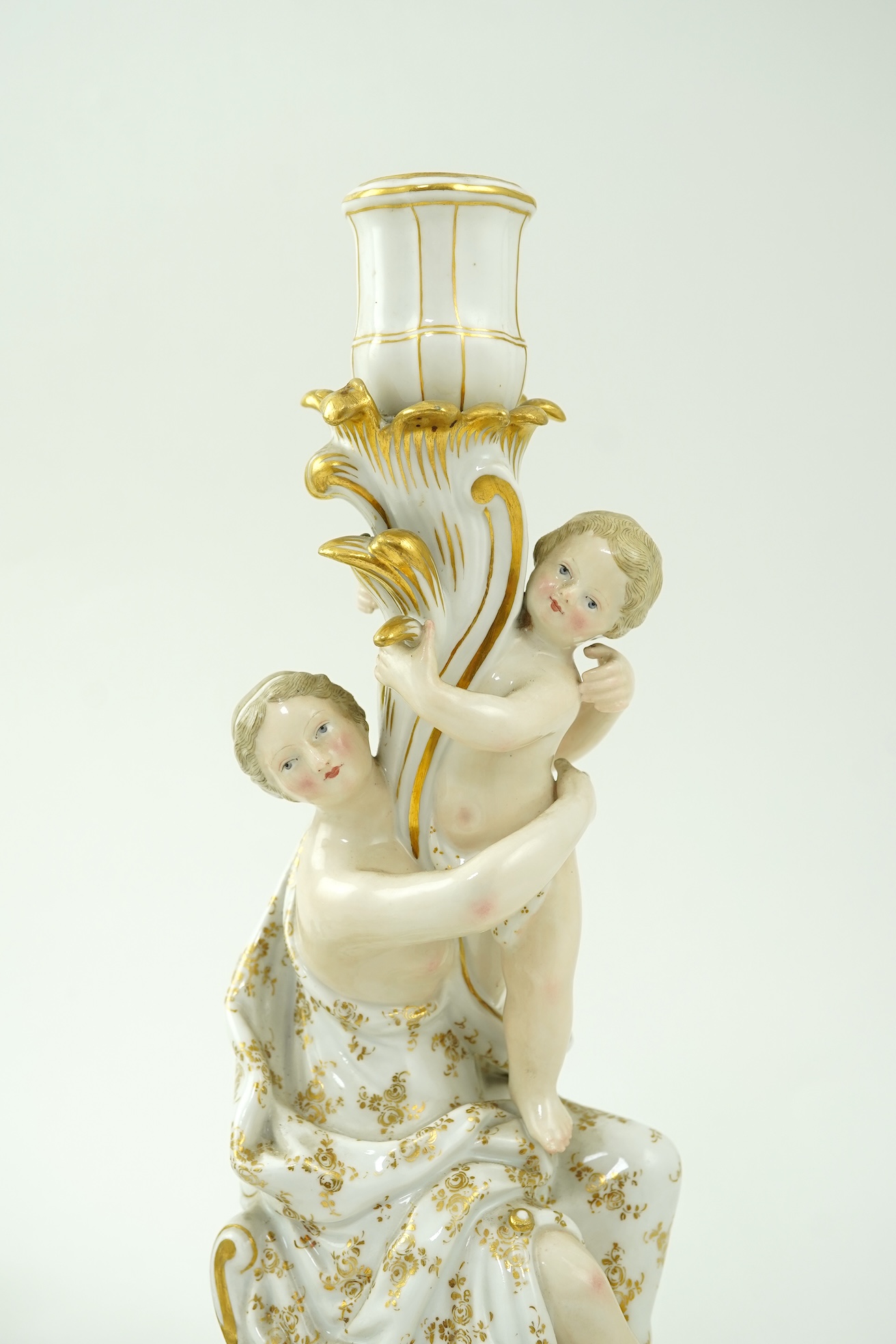 A Meissen figural candelabra, late 19th century